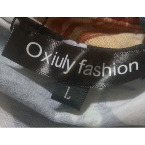 Oxiuly Fashion Dress Faux Wrap Flare Swing Short Cap Sleeves Floral Size Large - Picture 3 of 7